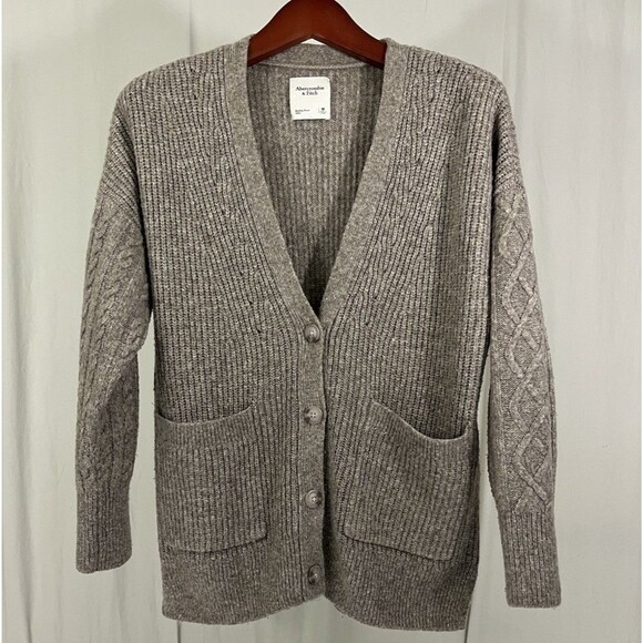 Abercrombie & Fitch Sweaters - Abercrombie Fitch Cardigan Sweater Women’s M Brown Knit Cable Light Academia